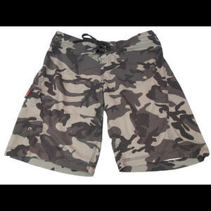 Redsand Mens Camo Swim Trunks Board Shorts Unlined Size L Versatile Summer Wear